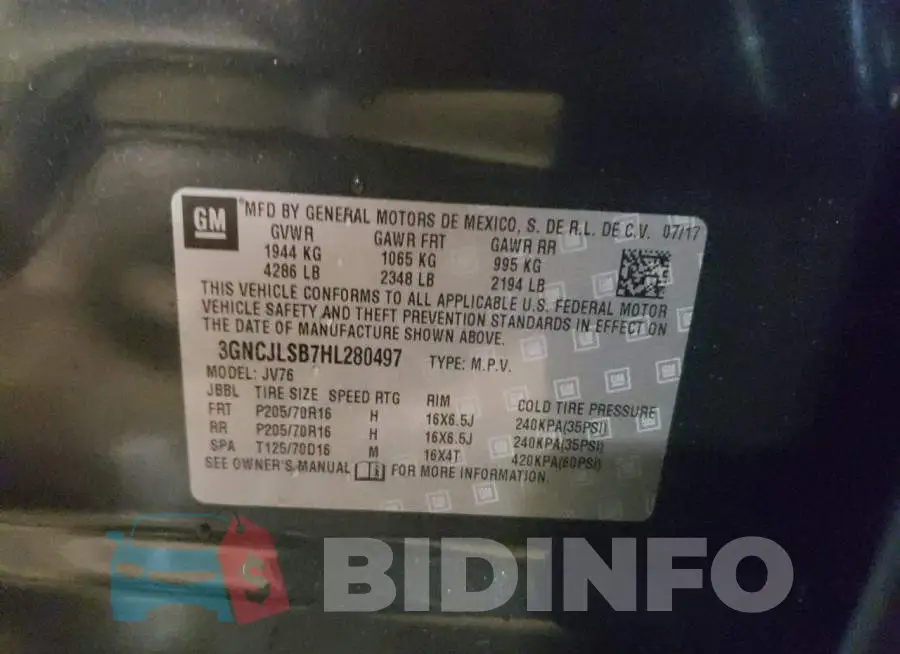 3GNCJLSB7HL280497 Photo# 10
