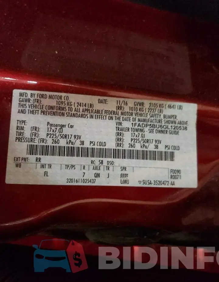 1FADP5BU6GL120538 Photo# 10