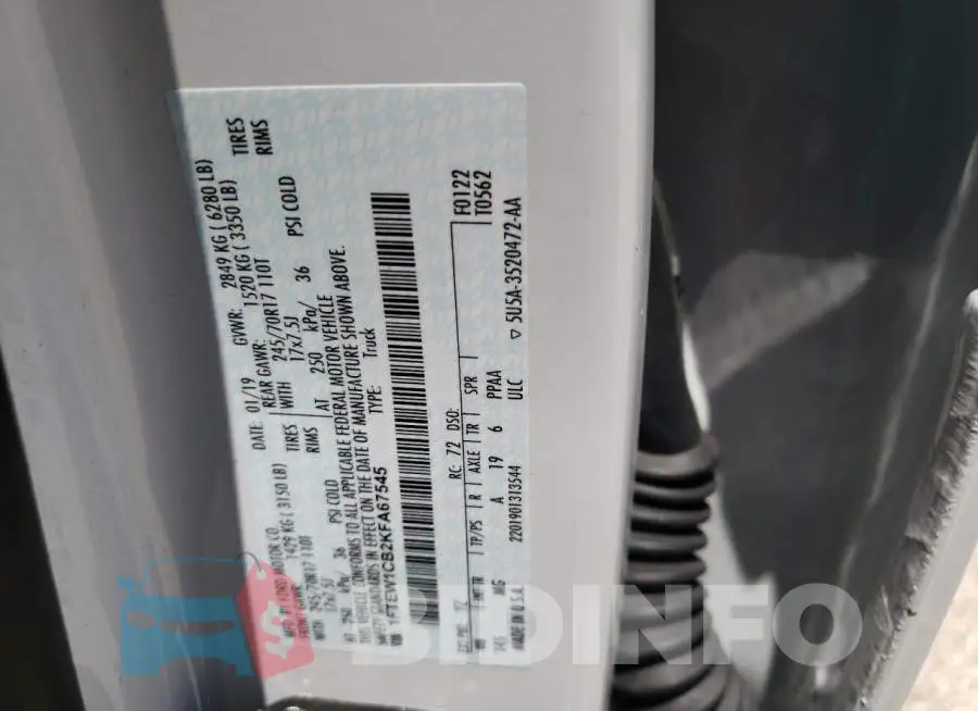 1FTEW1CB2KFA67545 Photo# 10
