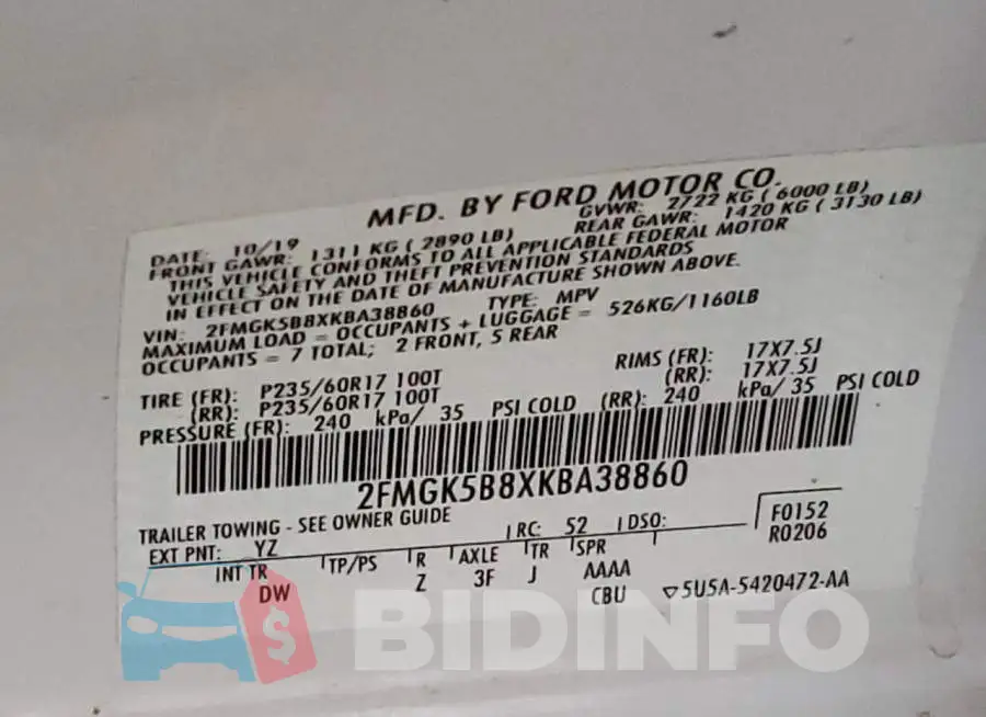 2FMGK5B8XKBA38860 Photo# 10
