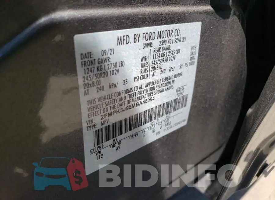 2FMPK3J95MBA45054 Photo# 10