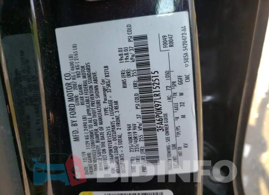 3FA6P0K97LR152515 Photo# 10