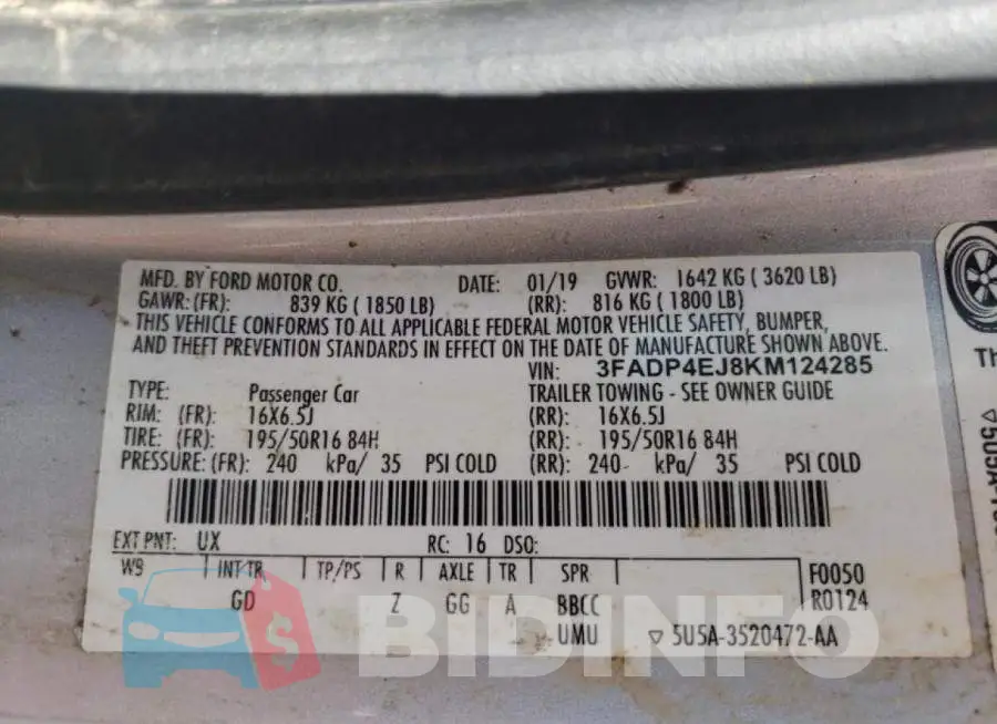 3FADP4EJ8KM124285 Photo# 10