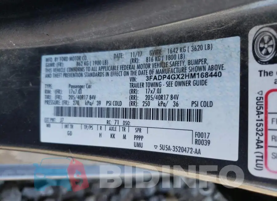 3FADP4GX2HM168440 Photo# 10