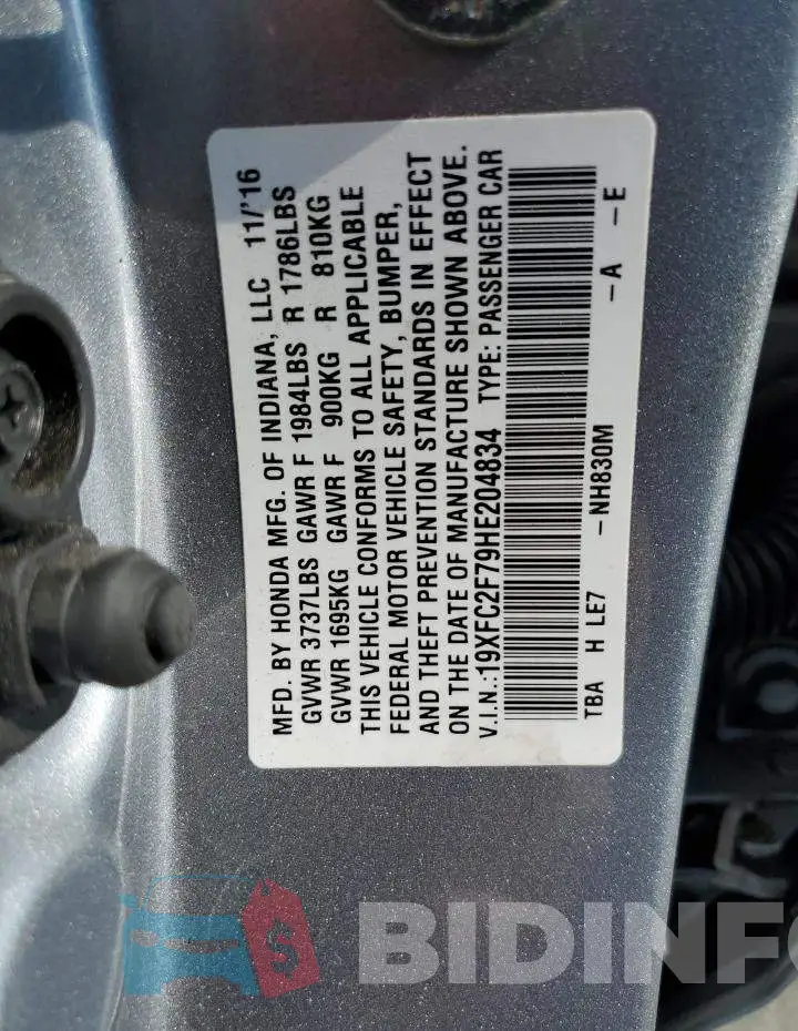 19XFC2F79HE204834 Photo# 10