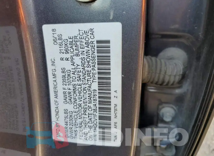 1HGCV1F38JA187619 Photo# 10