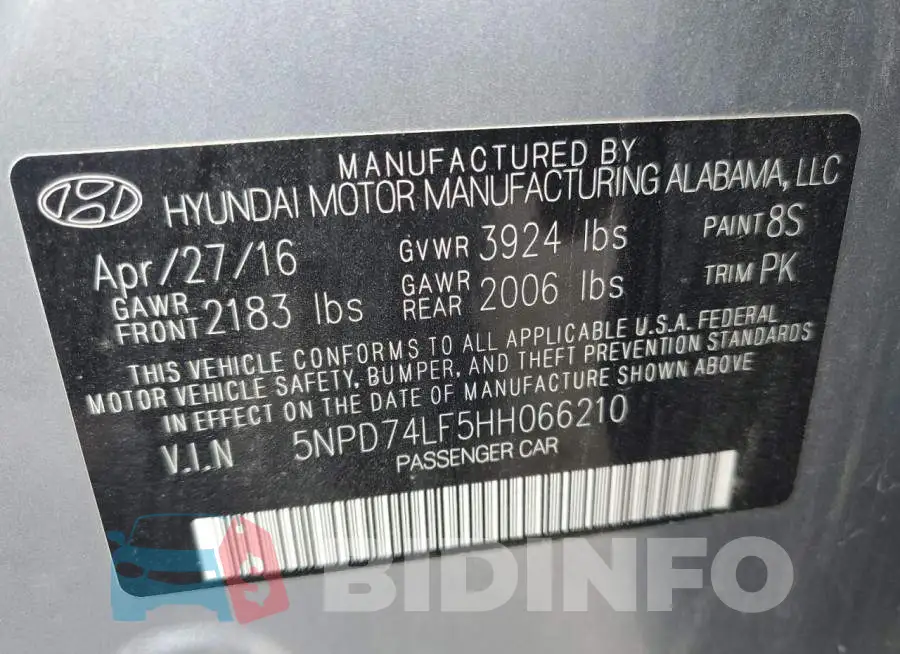 5NPD74LF5HH066210 Photo# 10