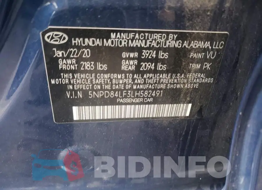5NPD84LF3LH582491 Photo# 10