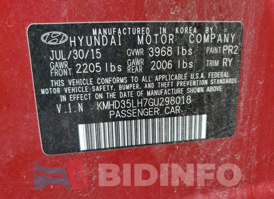 KMHD35LH7GU298018 Photo# 10