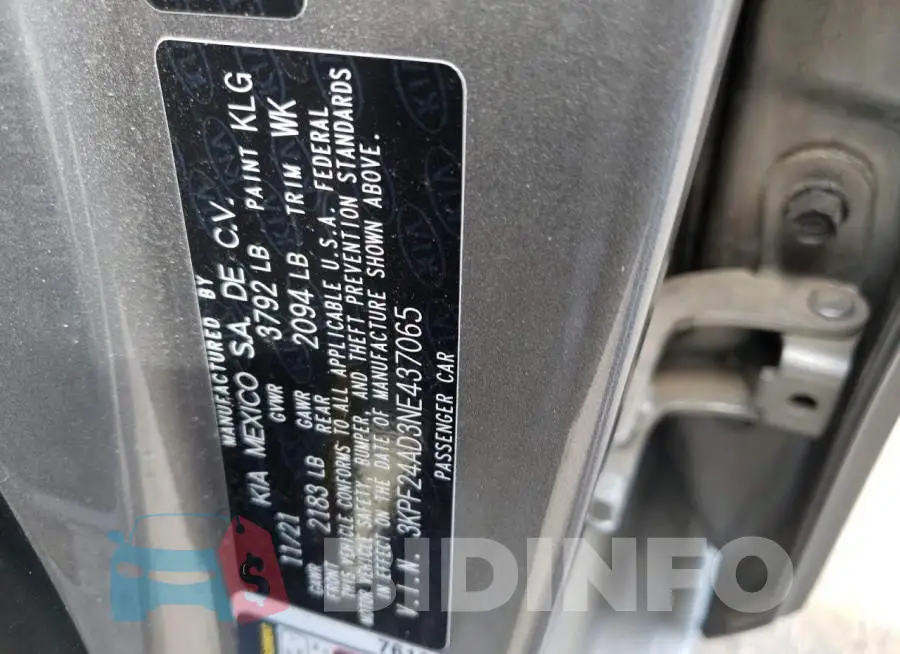 3KPF24AD3NE437065 Photo# 10