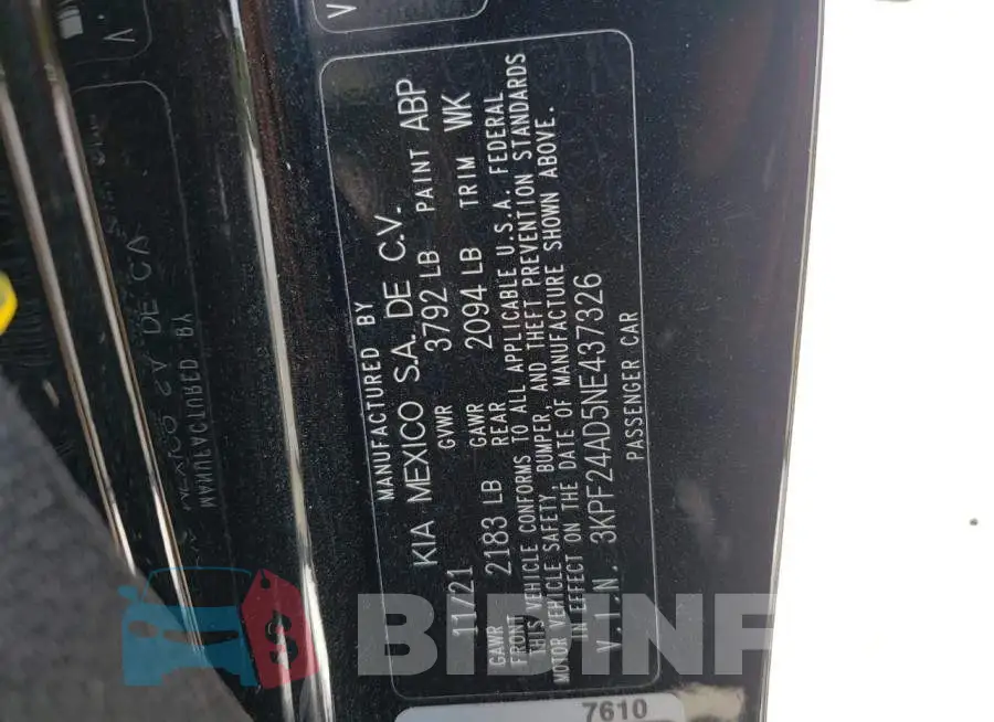 3KPF24AD5NE437326 Photo# 10