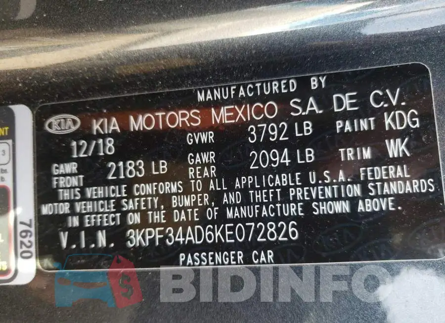 3KPF34AD6KE072826 Photo# 10