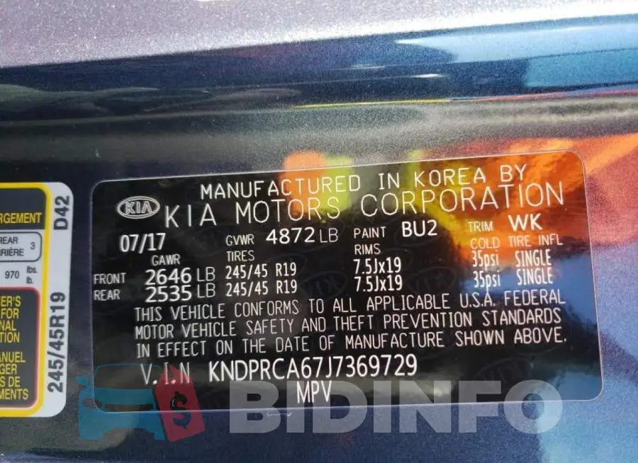 KNDPRCA67J7369729 Photo# 10