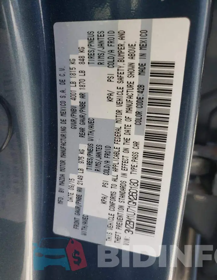 3MZBM1U71GM260180 Photo# 10