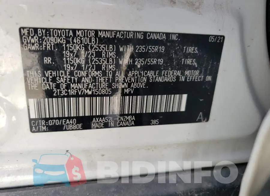 2T3C1RFV7MW150805 Photo# 10