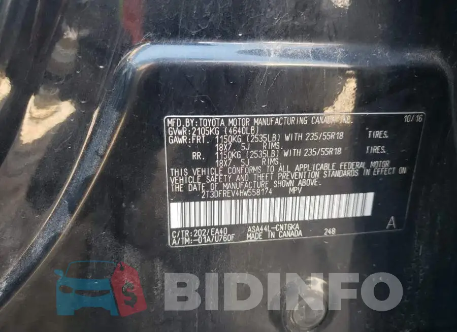 2T3DFREV4HW558174 Photo# 10