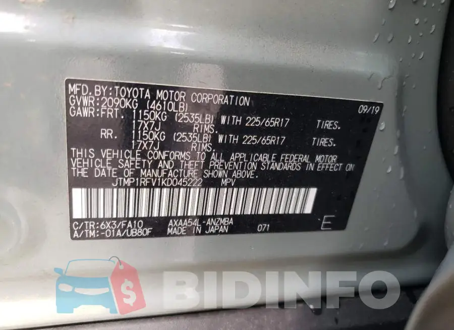 JTMP1RFV1KD045222 Photo# 10