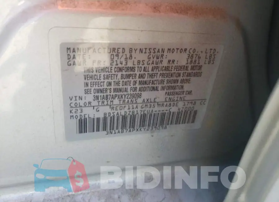 3N1AB7APXKY239098 Photo# 10