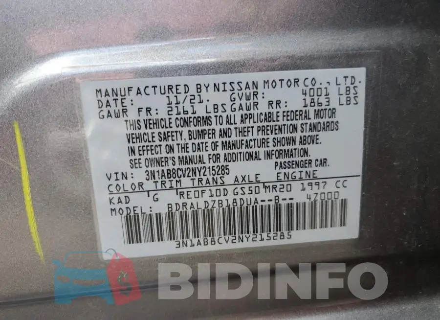 3N1AB8CV2NY215285 Photo# 10