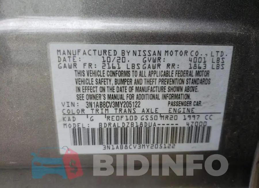 3N1AB8CV3MY205122 Photo# 10