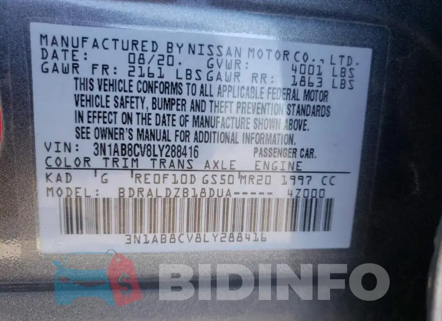 3N1AB8CV8LY288416 Photo# 10