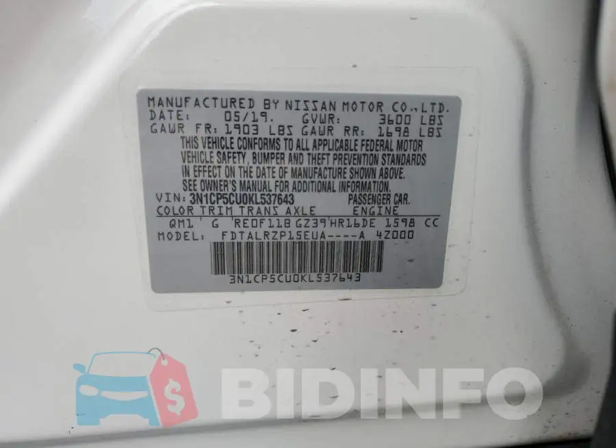3N1CP5CU0KL537643 Photo# 10