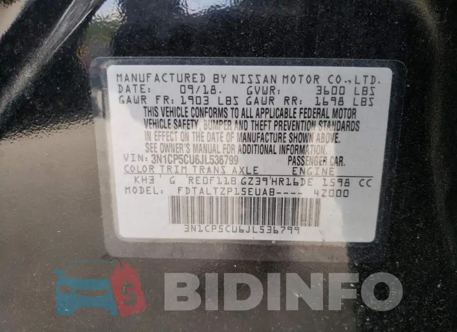 3N1CP5CU6JL536799 Photo# 10