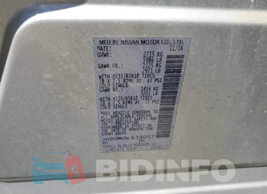 5N1DR2MN2HC639057 Photo# 10