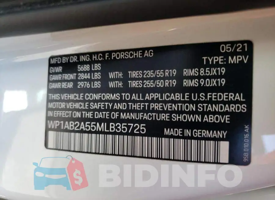 WP1AB2A55MLB35725 Photo# 10