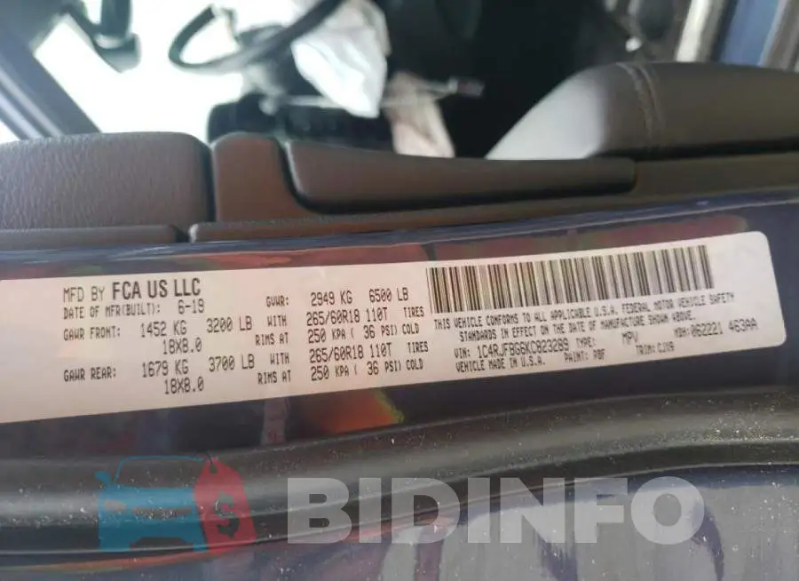 1C4RJFBG6KC823289 Photo# 10