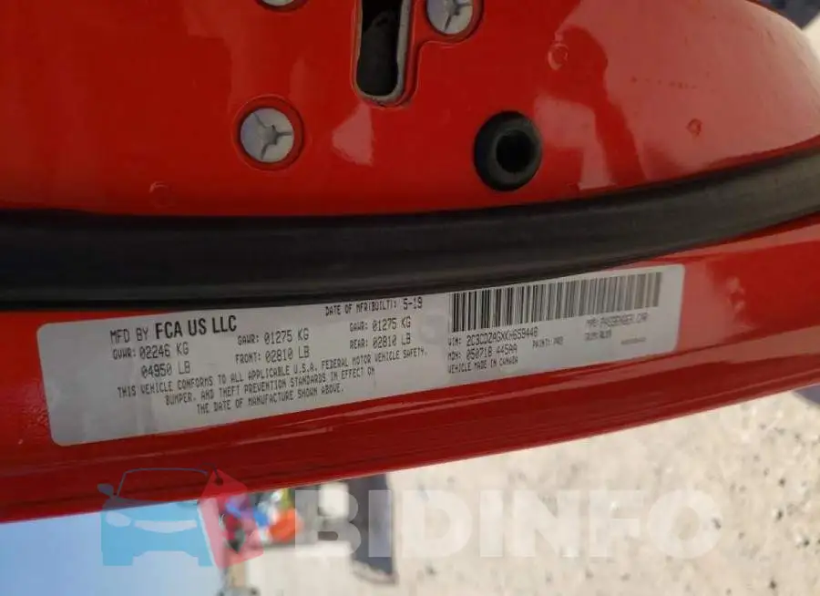 2C3CDZAGXKH659448 Photo# 10