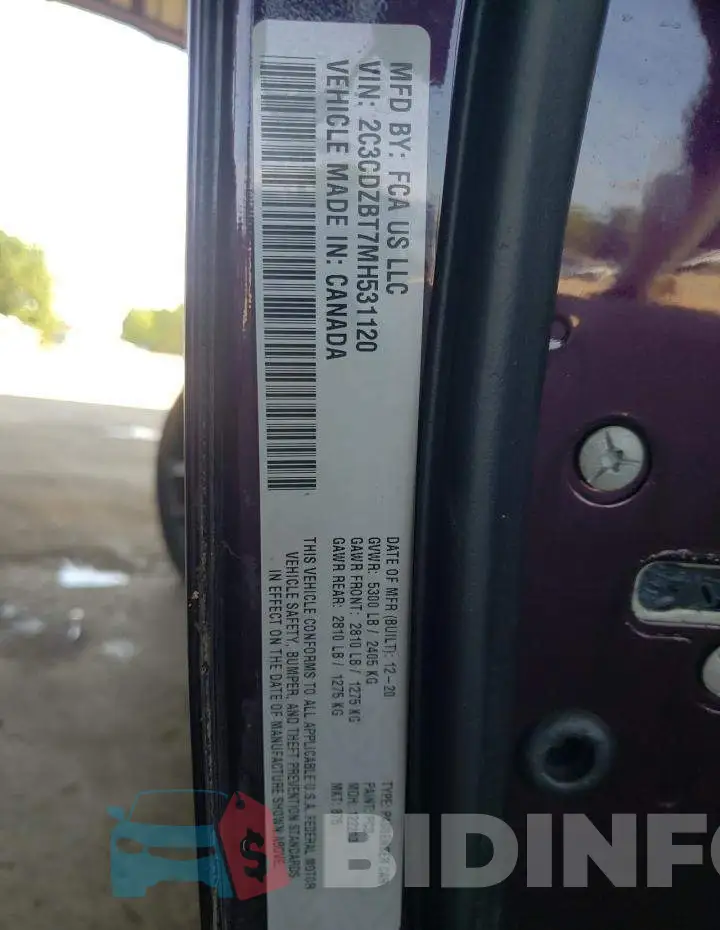 2C3CDZBT7MH531120 Photo# 10
