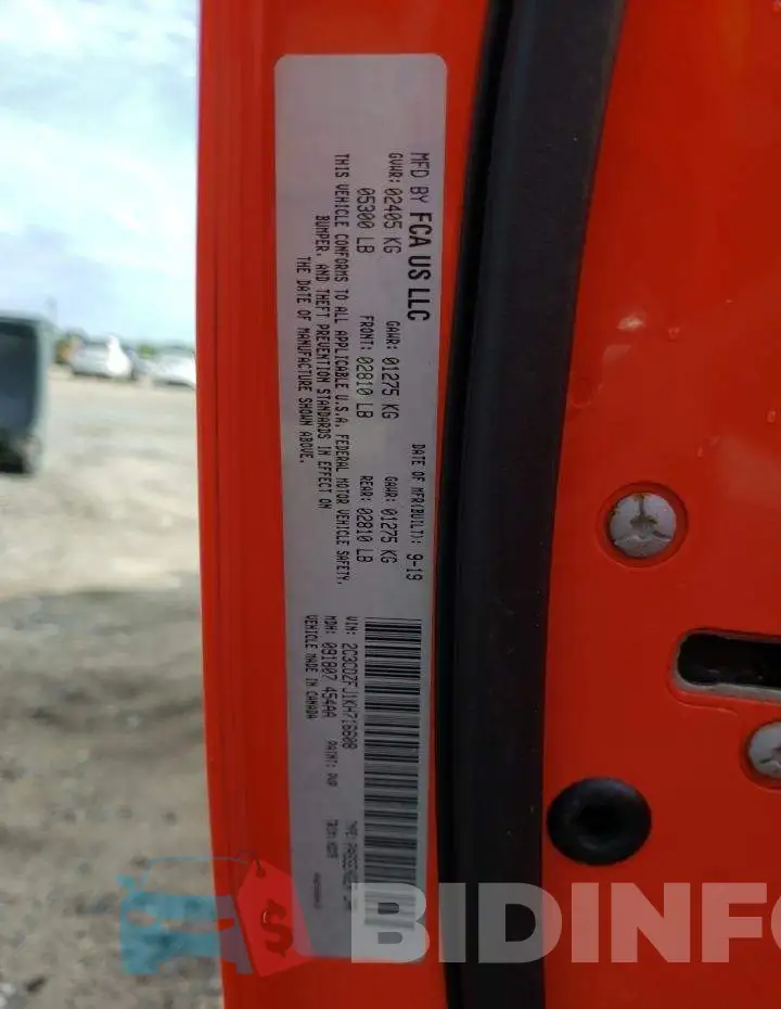 2C3CDZFJ1KH716608 Photo# 10