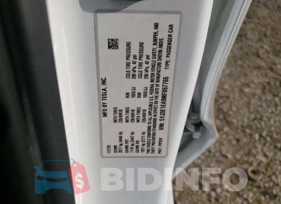 5YJ3E1EA9MF867765 Photo# 10
