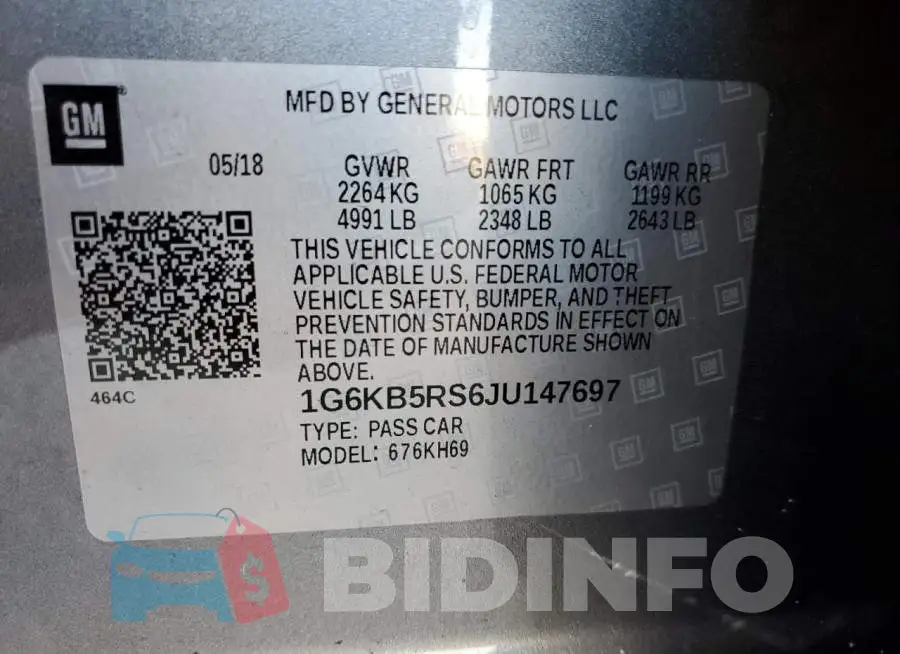 1G6KB5RS6JU147697 Photo# 10