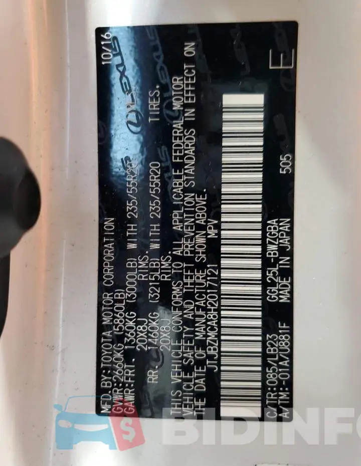JTJBZMCA8H2017121 Photo# 10