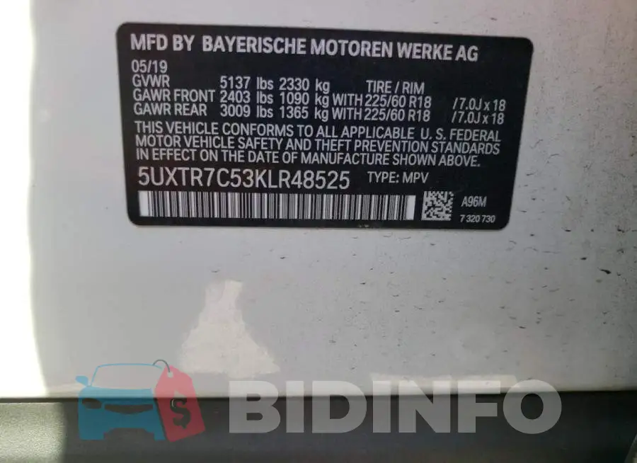 5UXTR7C53KLR48525 Photo# 10