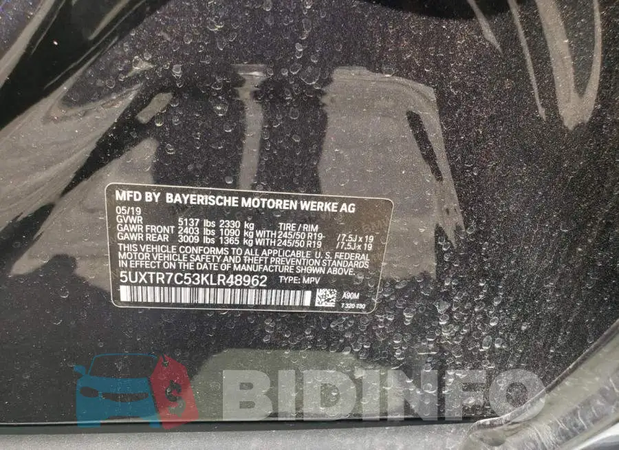 5UXTR7C53KLR48962 Photo# 10