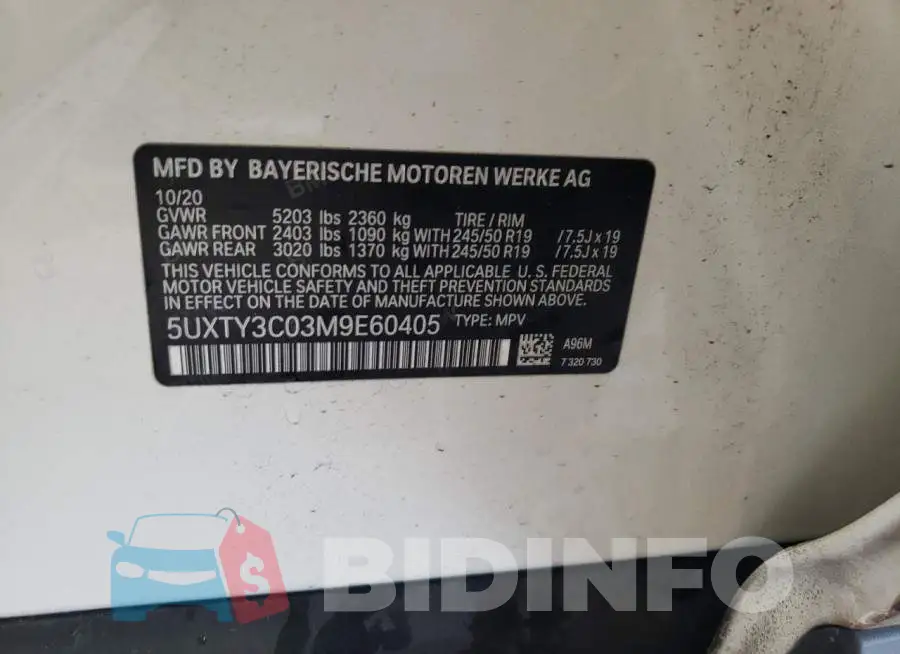 5UXTY3C03M9E60405 Photo# 10
