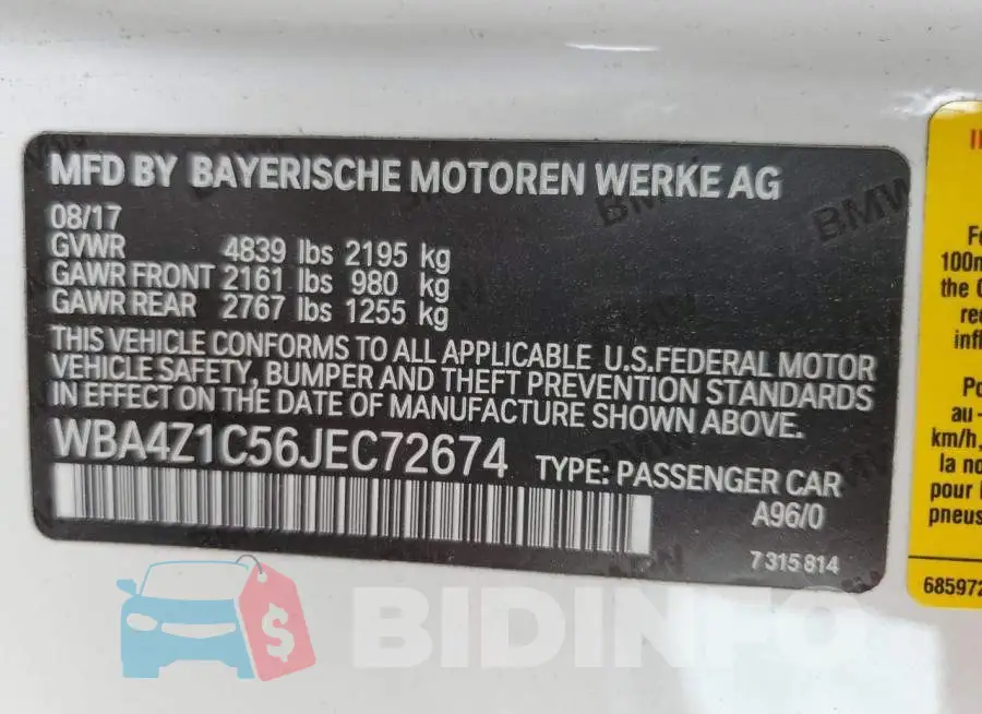 WBA4Z1C56JEC72674 Photo# 10