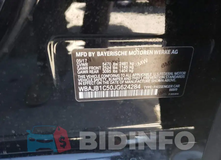 WBAJB1C50JG624284 Photo# 10
