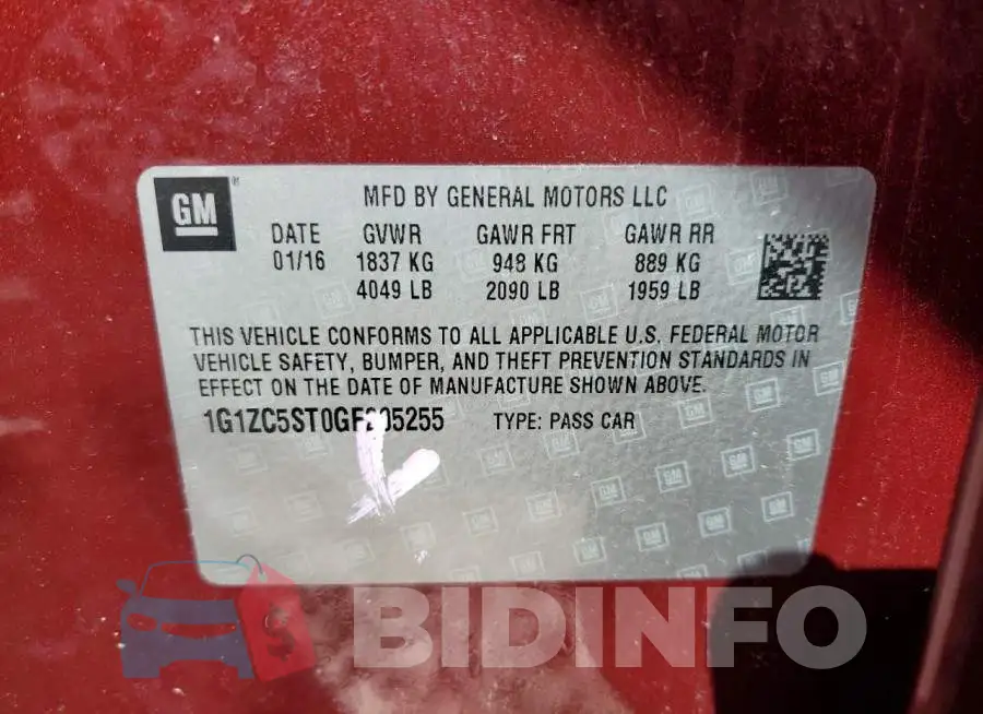 1G1ZC5ST0GF205255 Photo# 10