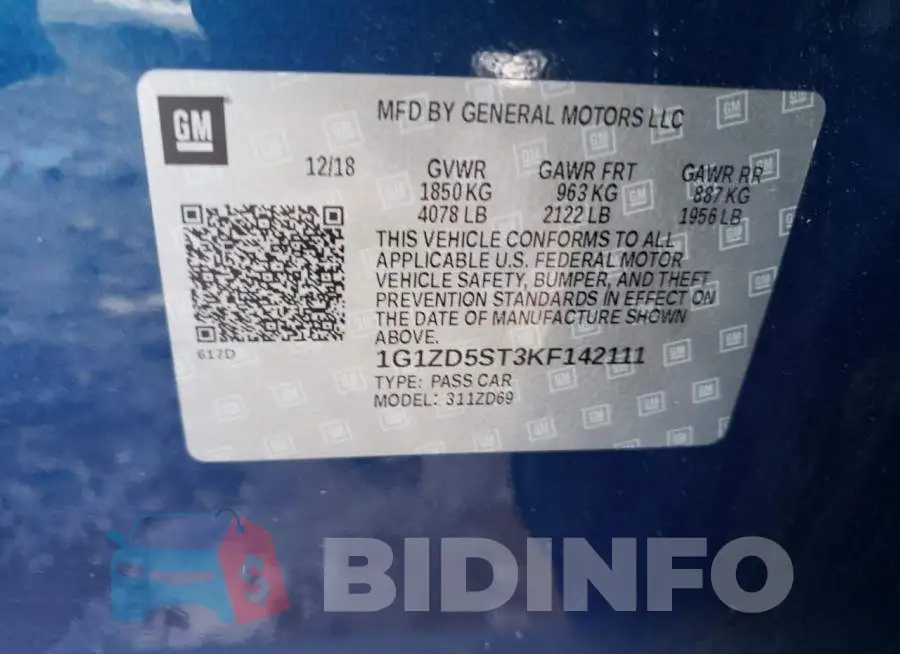 1G1ZD5ST3KF142111 Photo# 10