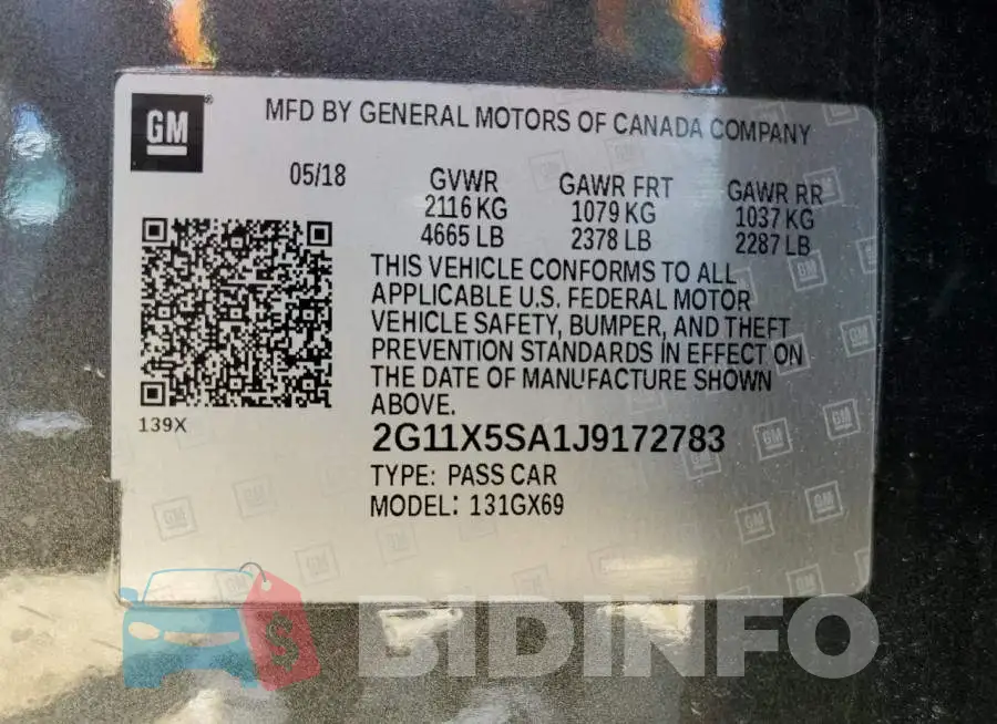 2G11X5SA1J9172783 Photo# 10