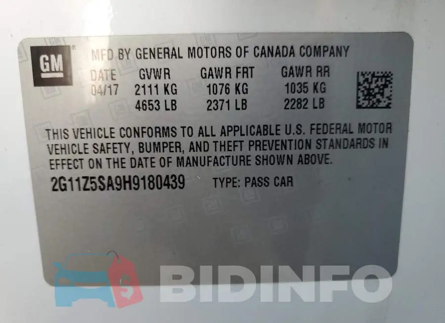 2G11Z5SA9H9180439 Photo# 10