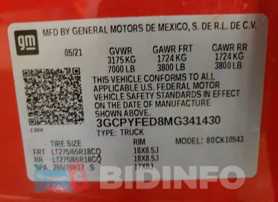 3GCPYFED8MG341430 Photo# 10