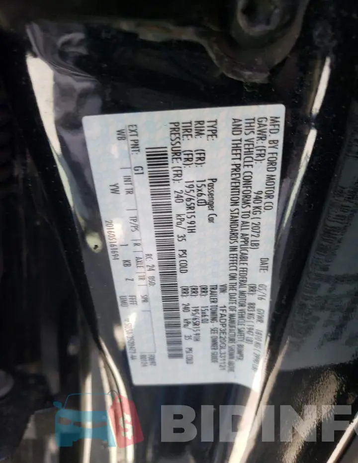 1FADP3E20GL331121 Photo# 10
