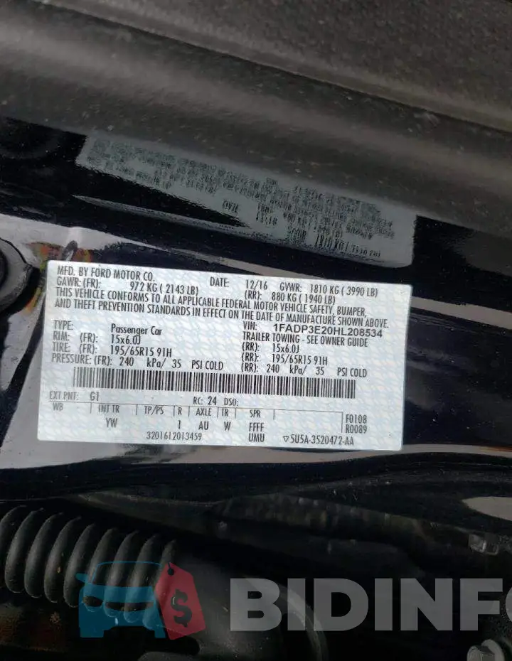 1FADP3E20HL208534 Photo# 10