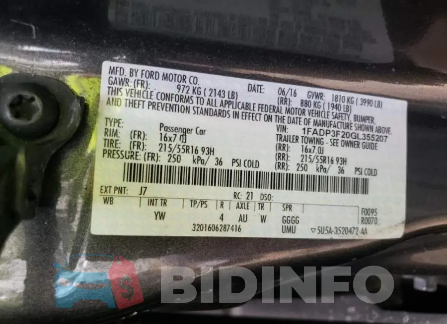 1FADP3F20GL355207 Photo# 10