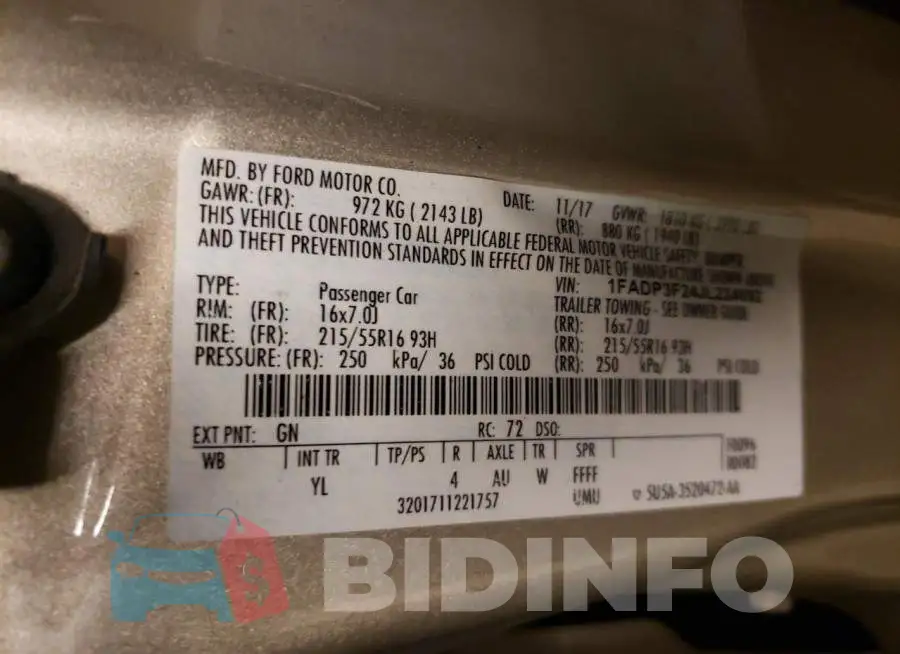 1FADP3F24JL224692 Photo# 10